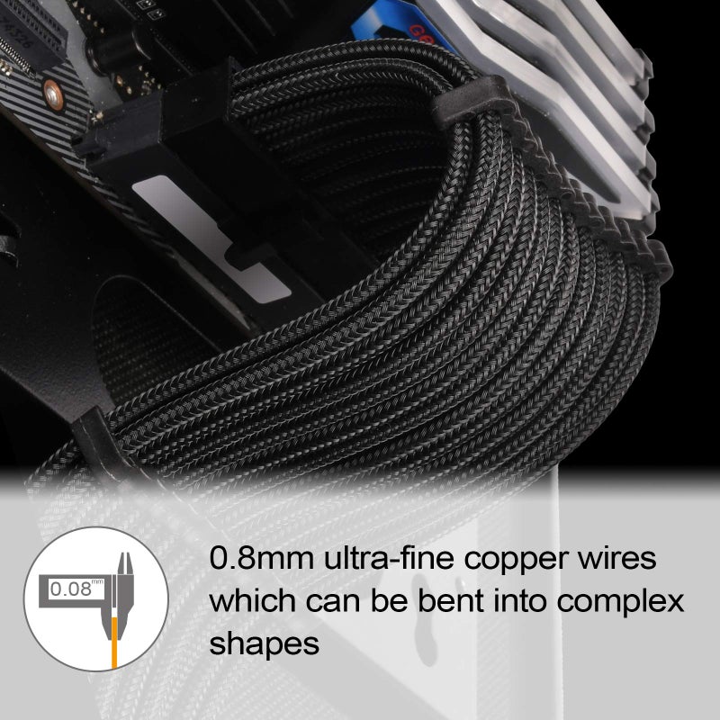 SilverStone Technology PP07E-MBB, 30cm Motherboard 24pin to 24pin Sleeved Extention Cable, Black, SST-PP07E-MBB - Image 3